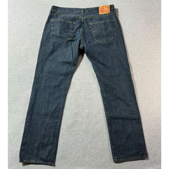 Levis Jeans Mens 36x32 Blue 501 Straight Button Fly American Dark Wash Denim - Picture 6 of 13